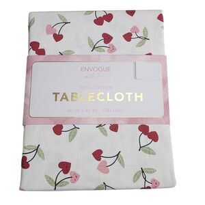 Envogue Shabby Chic Hearts And Cherries Design Cotton Tablecloth‎ 60x84in Oblong